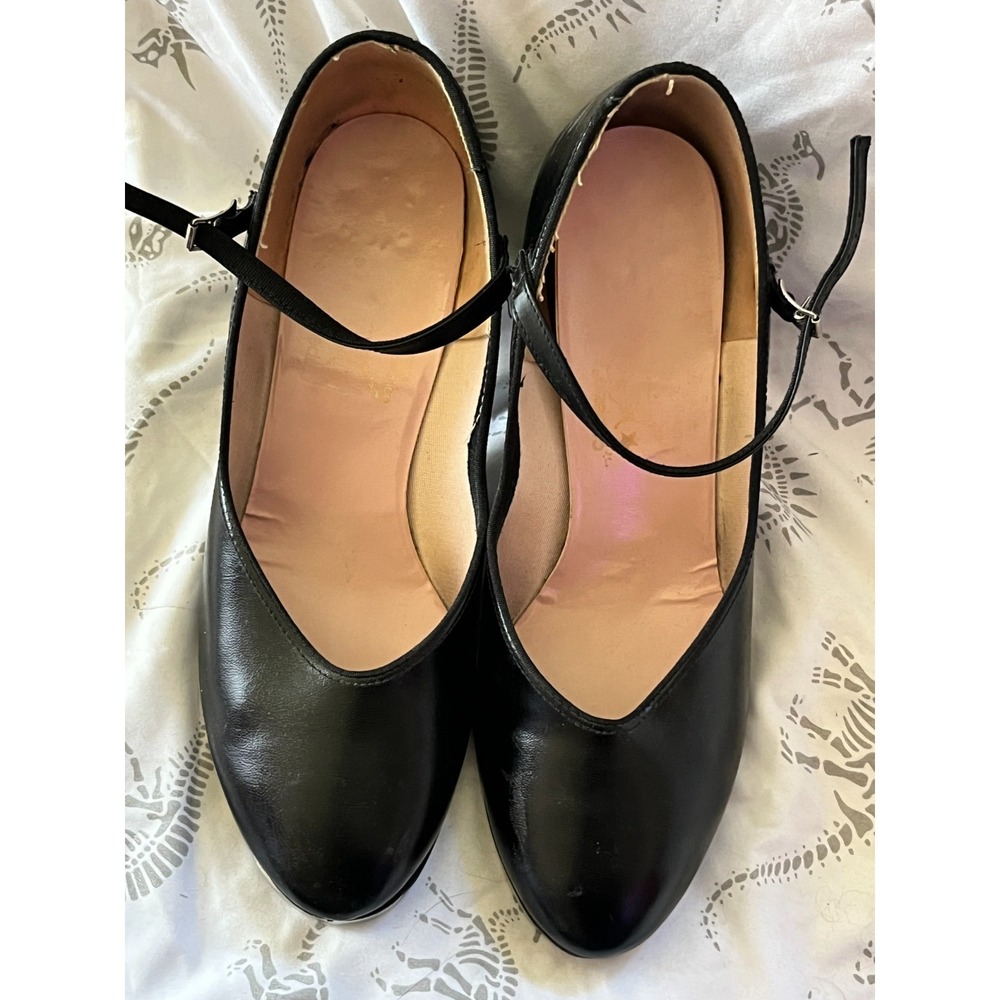 CAPEZIO Womens Black Mary Jane Tap Shoes Leather Strap Buckle Dance 9 - Picture 2 of 16